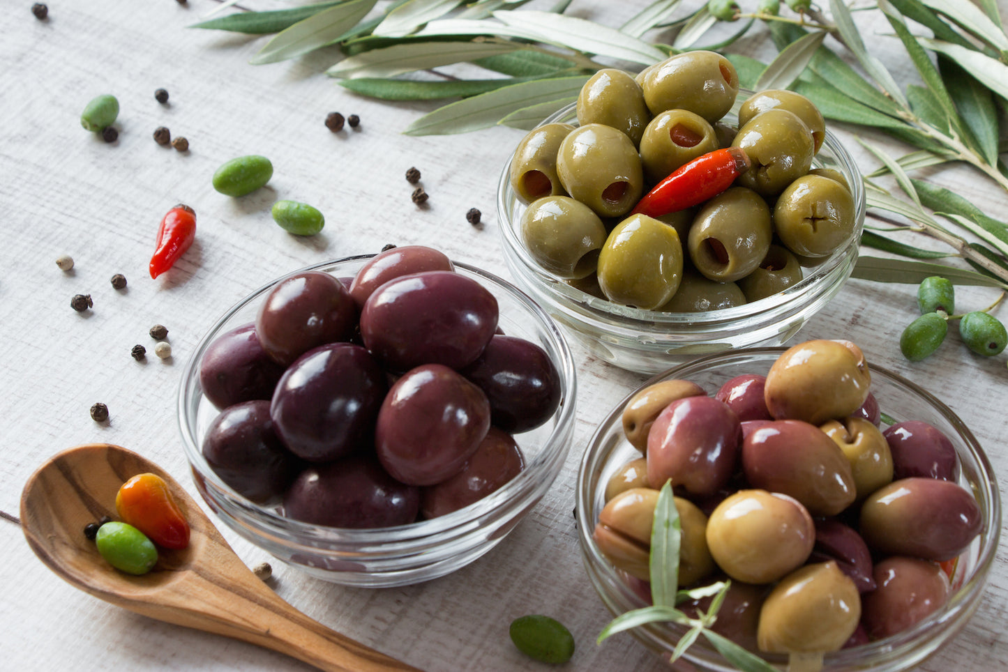 Mixed Greek Olives-(Brown,Green,Black) in Brine - Vacuum 200g-1